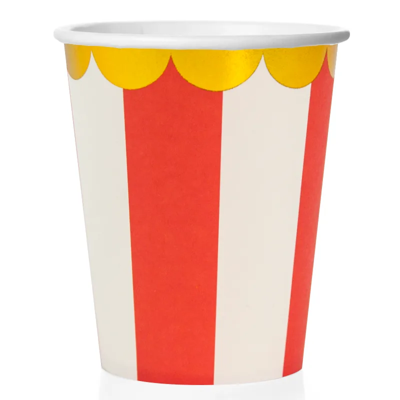 Стаканы (250 мл) Золотая кайма, Красный/Белый, Металлик, 6 шт.