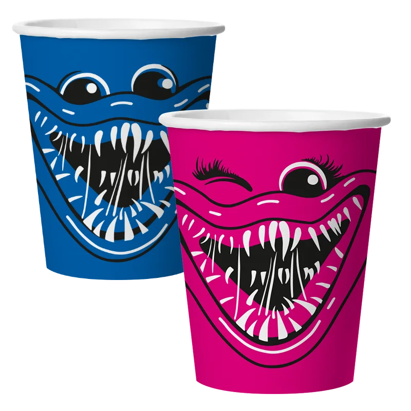 Стаканы (250 мл) Зубастики, Синий/Фуше, 6 шт.