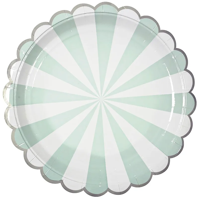 Тарелки (18 см) Серебряная кайма, Тиффани/Белый, 6 шт.