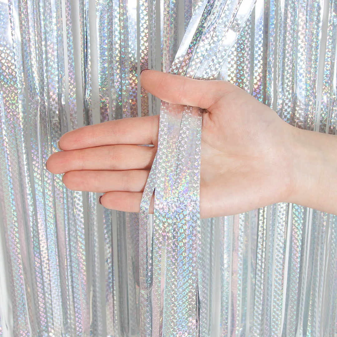Занавес Дождик Иллюзия, Серебро, Голография, 100*200 см, 1 шт.