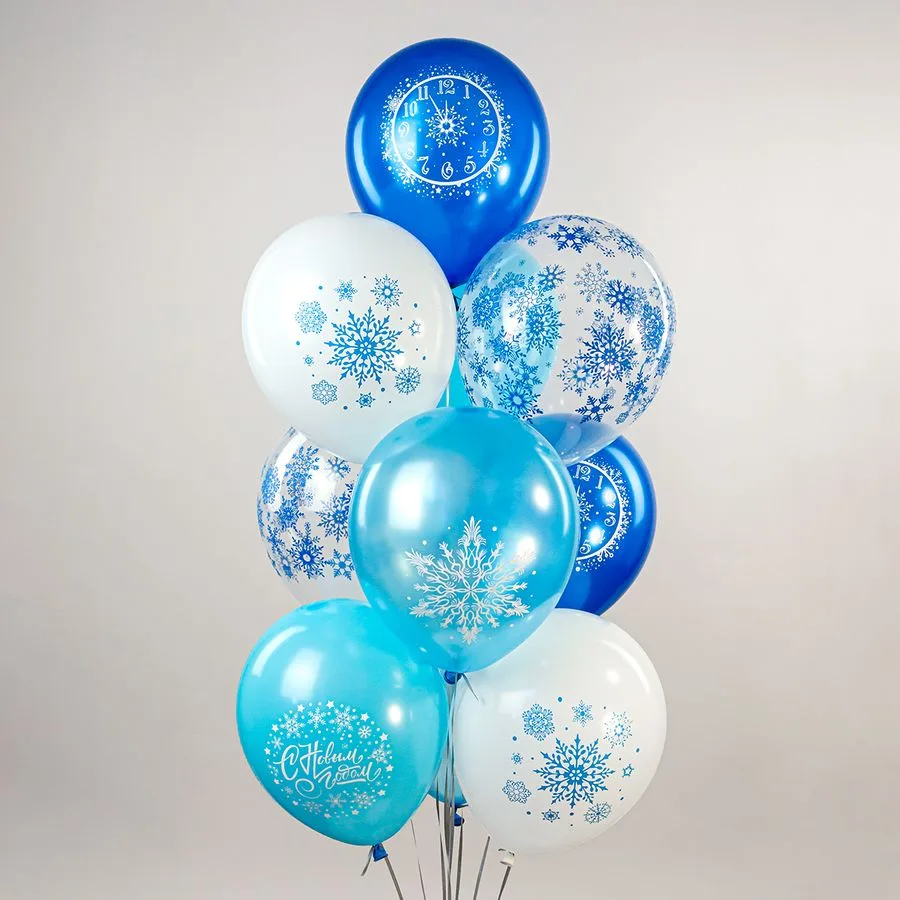 Б 12"/30см Праздник НГ. Снежинки 5 дизайнов (25 шт./уп.)(Таиланд)