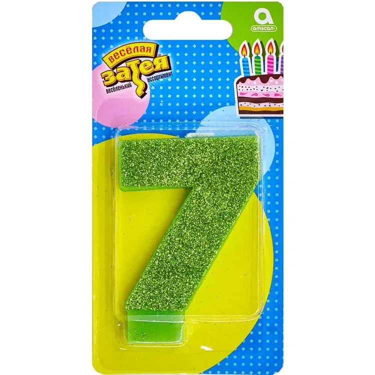 Свеча -цифра "7" Глиттер 8см