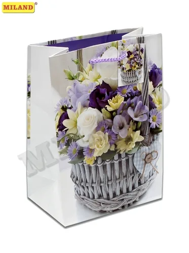 Пакет подарочный  Букет в корзине (М) 18 х 23 х 10