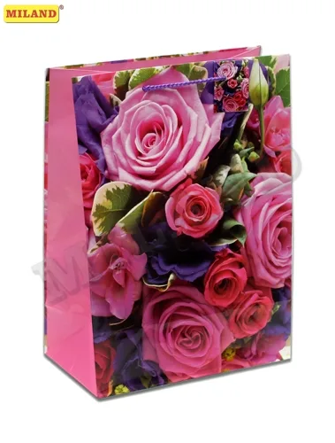 Пакет подарочный Милые цветы (L) 26 х 33 х 14