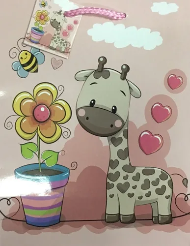 Пакет подарочный Милый жираф (М) 18 х 23 х 10