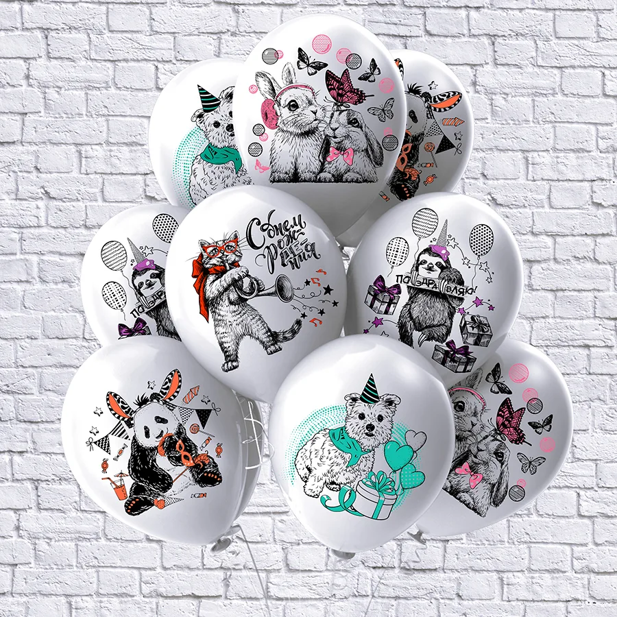 Б 12"/30см ЗООпати! 5 дизайнов/25 шт./(Таиланд)