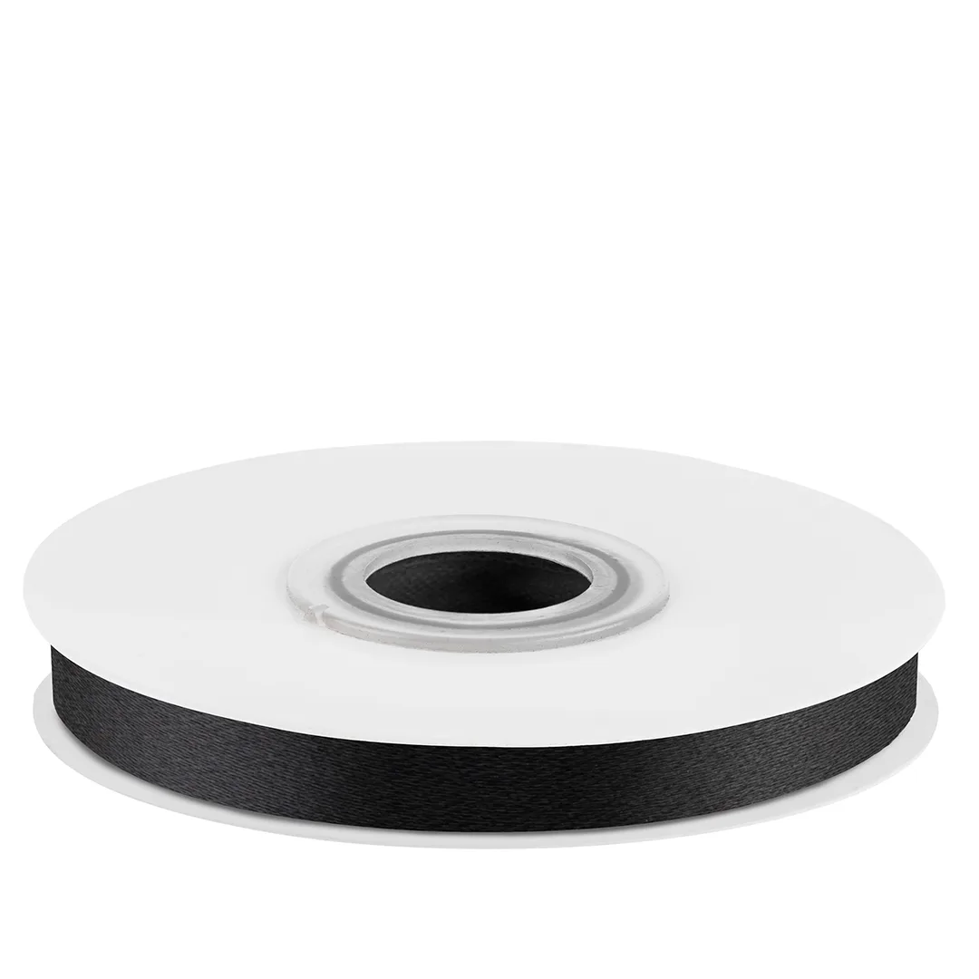 Лента атласная (0,7 см*22,85 м) Черный, 1 шт