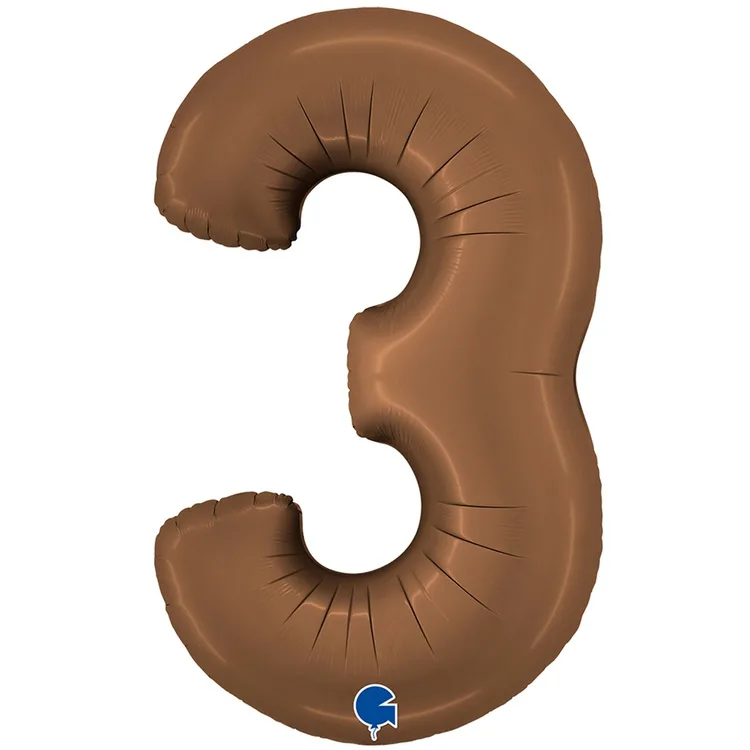 G 40"/102см Цифра "3" Сатин Chocolate 1 шт. (Италия)