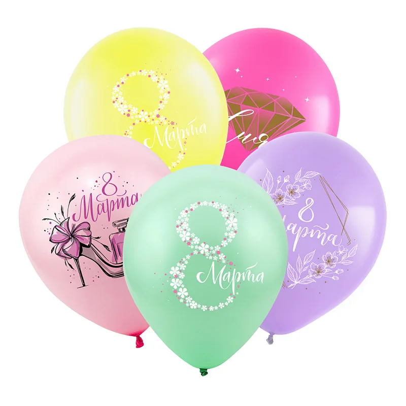 К 12"/30см 8 марта Нежность, Ассорти Пастель 2 ст / 50 шт./(Китай)