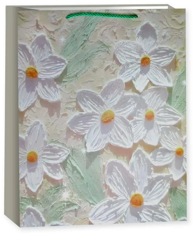 Пакет подарочный, Большие цветы, Дизайн №3, 41*30*12 см, 1 шт.