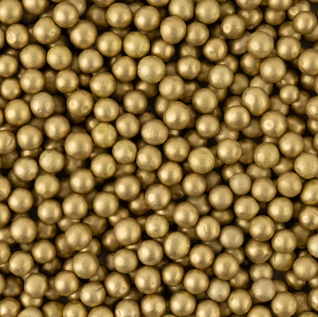 Шарики пенопласт, Золото, Металлик, 6-8 мм, 10 гр