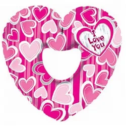И 31 Сердце фигурное Я тебя люблю розовое в полоску / 1 шт / (Испания)