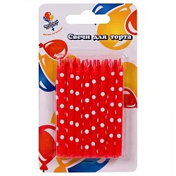 Свечи Красный горох белый 7 см / 16 шт.