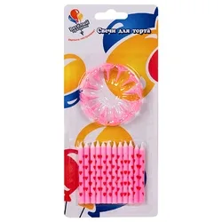 Свечи в сердцах розовые 6 см с держателями 12 шт.