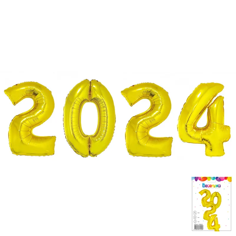 Набор шаров "2024 золото" 4 в 1  34"/86 см