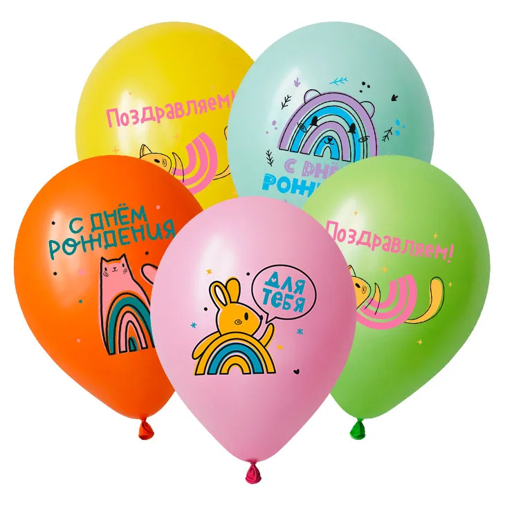 D 12"/30см СДР Зверята и радуга, Ассорти Пастель, /50 шт./(Вьетнам)