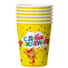 Стаканы Три кота, 225 мл. Желтый (6 шт.)