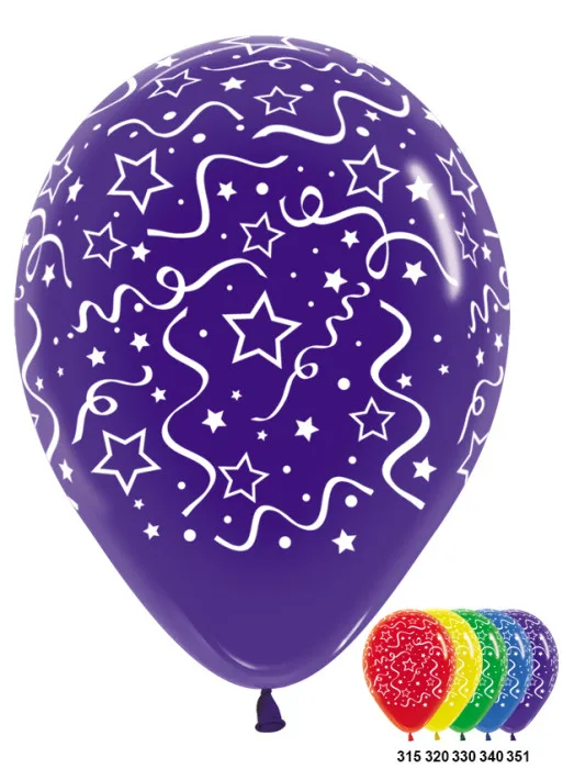 S 12 Ленты и звёзды, Ассорти Кристал / Streamers / 50 шт. / (Колумбия)