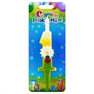 Свеча тортовые цифры "С ромашками" 1 /1 шт/