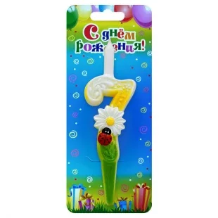 Свеча тортовые цифры "С ромашками" 7 /1 шт/