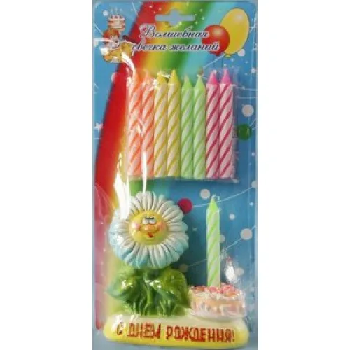 Свеча в керамическом подсвечнике "Ромашка-Волшебная"/9 шт/