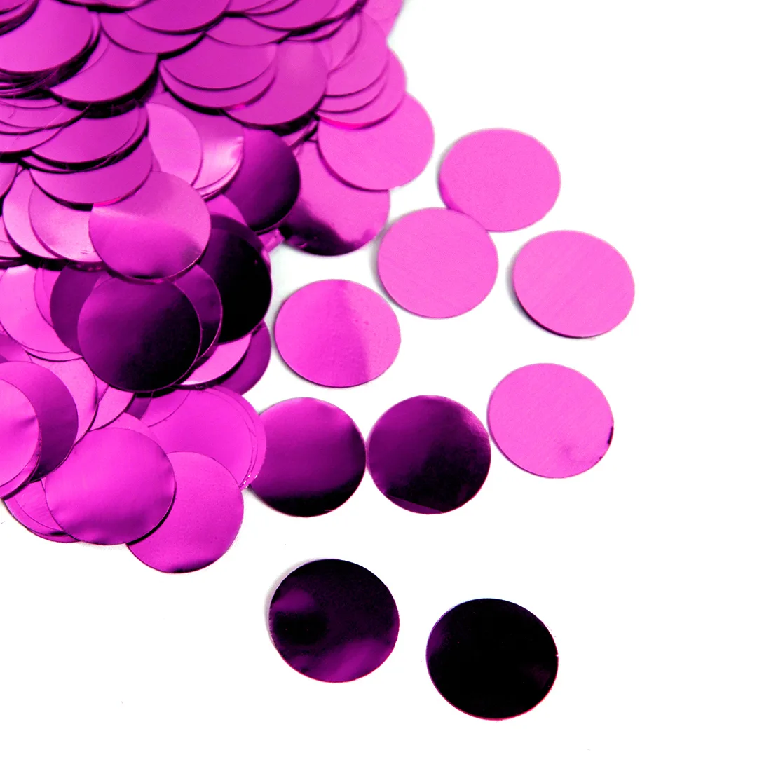 Конфетти фольга Круг, Фуксия, Металлик, 2 см, 50 г.