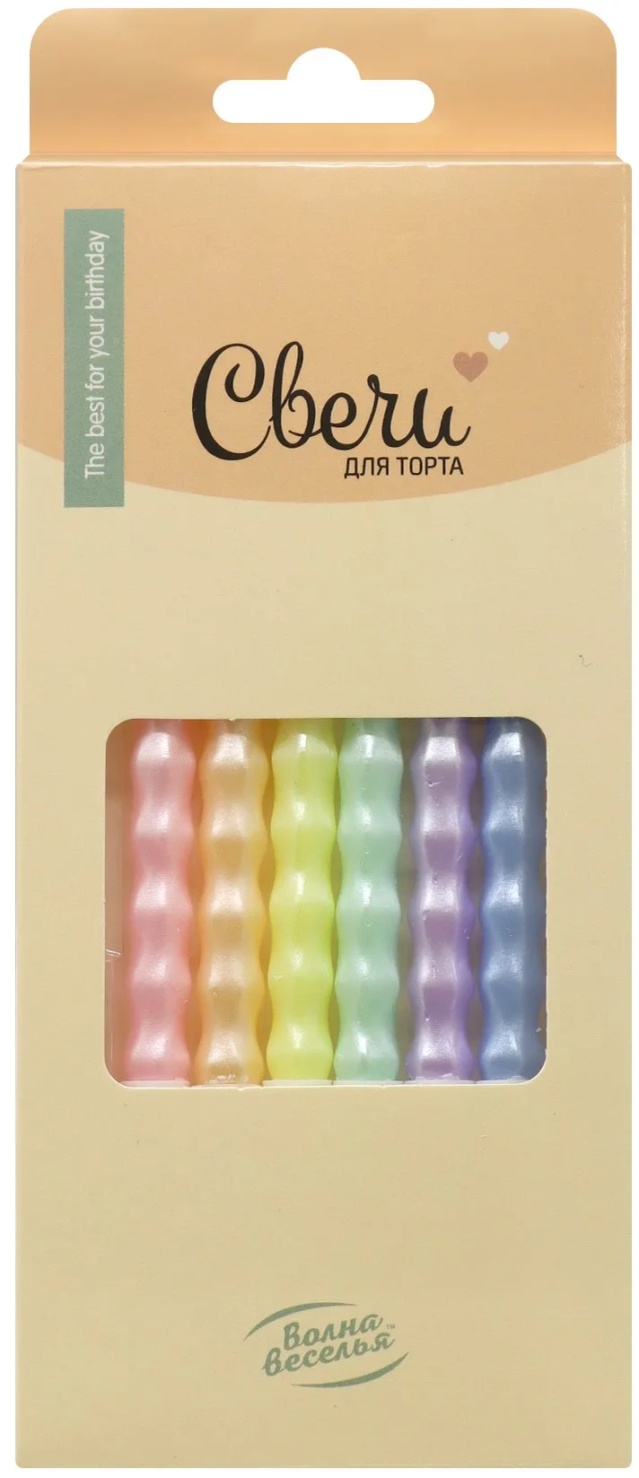 Свечи Нежный блеск, Ассорти, Перламутр, 0,7*7,5 + 3 см, 6 шт. с держат.