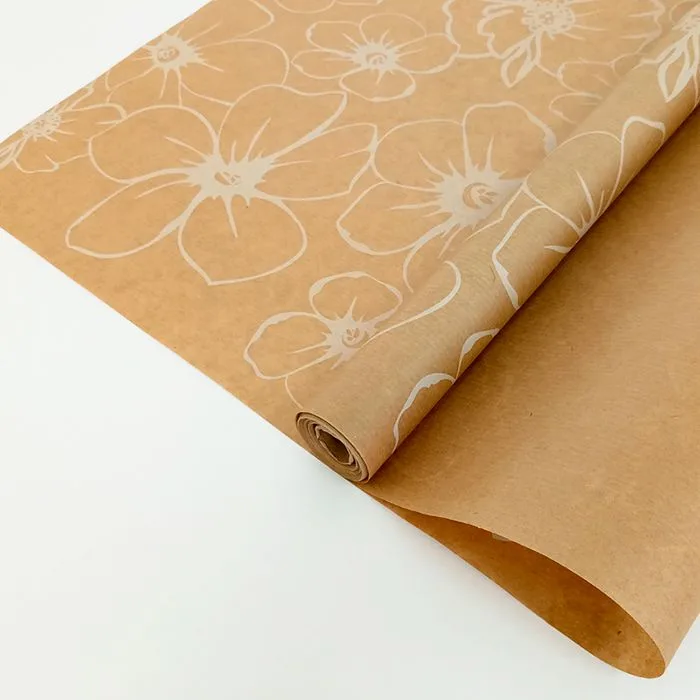 Крафт-бумага упаковочная "Анемоны" / рулон 72 см*10м, 40гр/м.кв