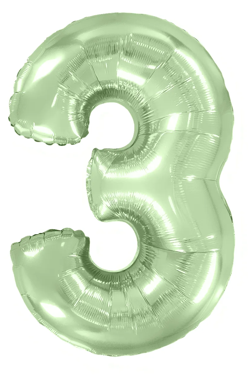 И 40"/102см Цифра "3", Мятный, Макарунс, в упак./ 1 шт (Испания)