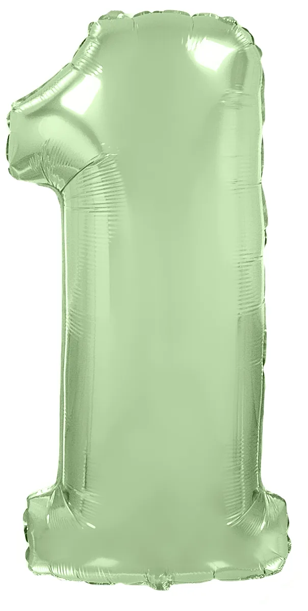 И 40"/102см Цифра "1", Мятный, Макарунс, в упаковке/ 1 шт (Испания)