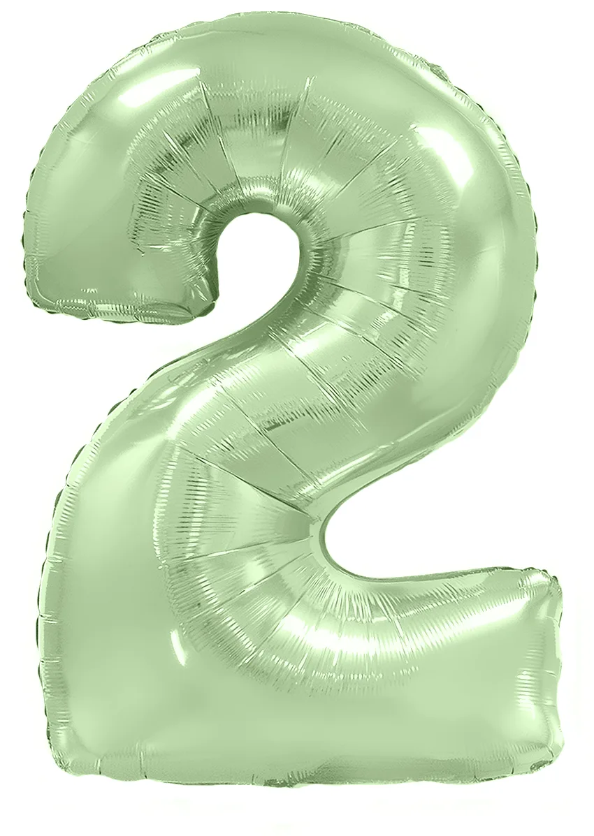 И 40"/102см Цифра "2", Мятный, Макарунс в упак./ 1 шт (Испания)