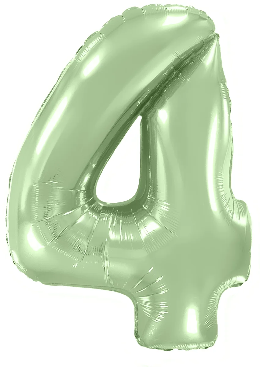 И 40"/102см Цифра "4", Мятный, Макарунс в упак./ 1 шт (Испания)