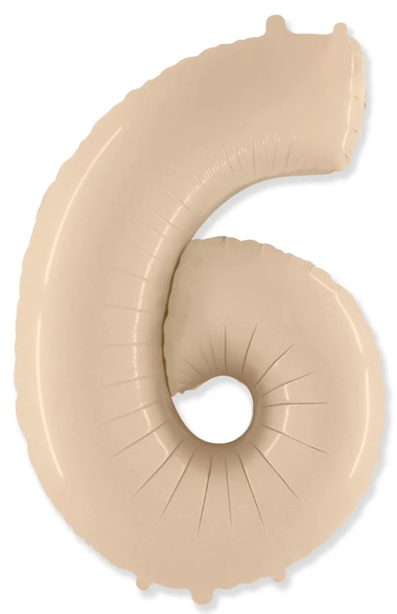 И 40"/102см Цифра, 6, Кремовый, в упак. 1 шт.  (Испания)