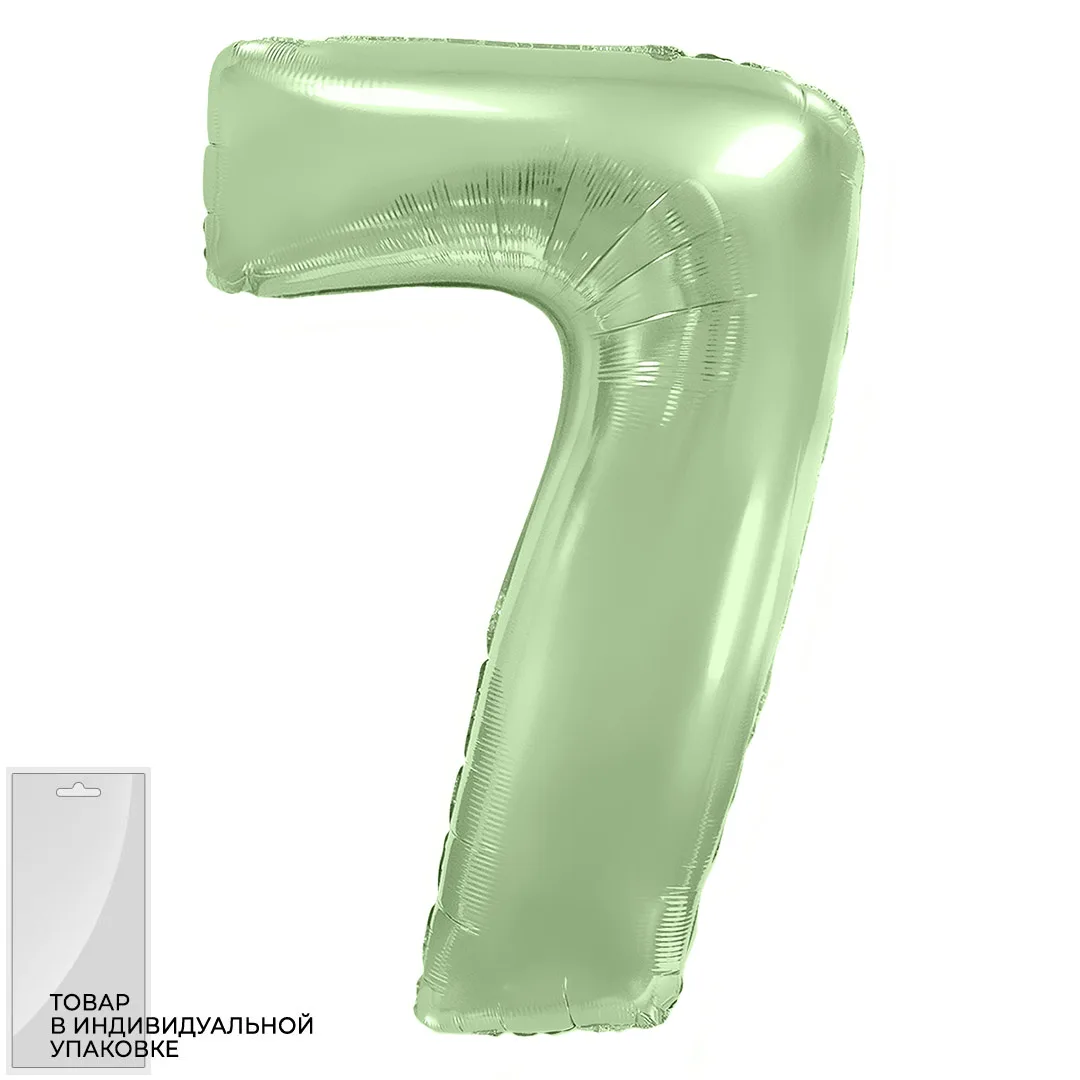 И 40"/102см Цифра "7", Мятный, Макарунс в упак./ 1 шт (Испания)