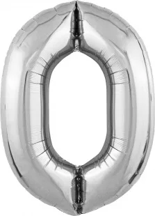 Р 40"/102см Цифра "0" Slim, Серебро / 1 шт / (Россия)