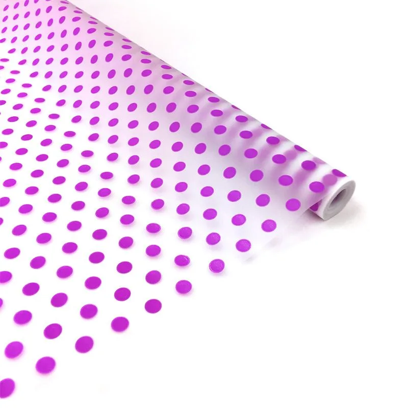 Пленка упаковочная Горошек на матовой пленке Сиреневый, рулон 60 см*10 м , 200г (Россия)