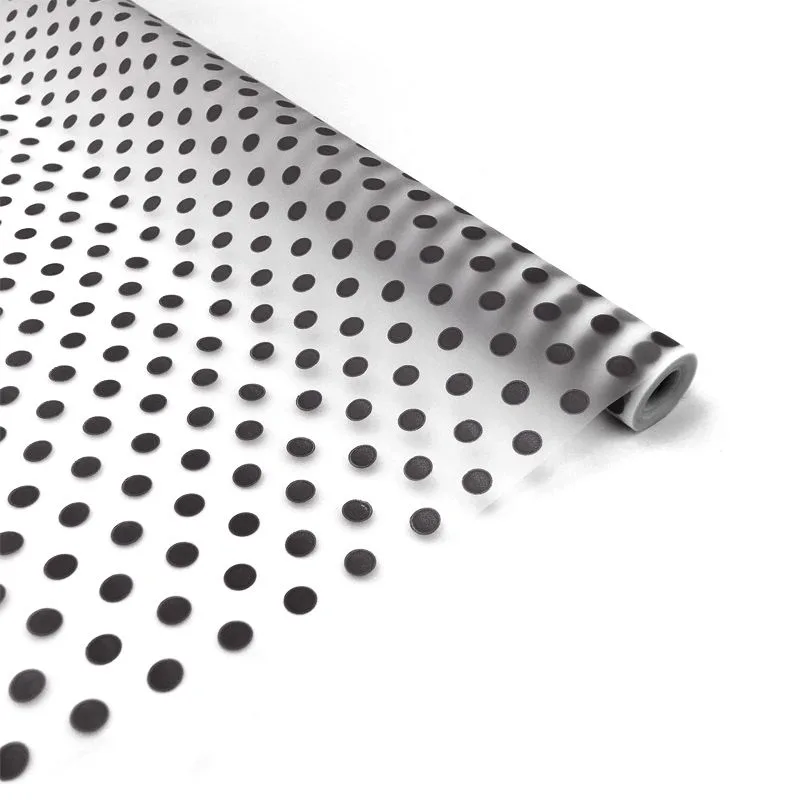 Пленка упаковочная Горошек на матовой пленке Черный, рулон 60 см*10 м , 200г (Россия)