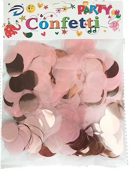 Конфетти и Круги Микс нежно-розовые фольгированные и бумажные 2,5см/30г./(Китай)