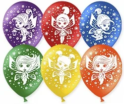 К 12"/30см Феи,  Пастель, Ассорти,  5 ст./100 шт. (Китай)