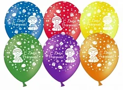 К 12"/30см С Днем Рождения! Малыши, Пастель, Ассорти, 5 ст./100 шт. (Китай)