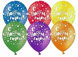 К 12"/30см С Новым Годом, Пастель, Ассорти, 5 ст./ 100 шт. (Китай)