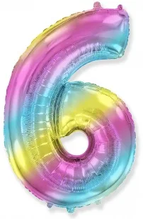 И 32"/81см Цифра "6", Диагональная радуга/ 1 шт (Испания)