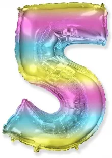 И 32"/81см Цифра "5", Диагональная радуга/ 1 шт (Испания)