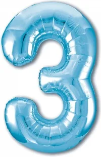 Р 40"/102см Цифра "3" Slim, Голубой / 1 шт / (Россия)