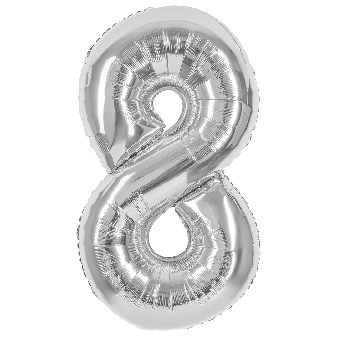 СБ 40''/102 см Цифра, 8, Серебро, Металлик, 1 шт. в уп.(Китай)