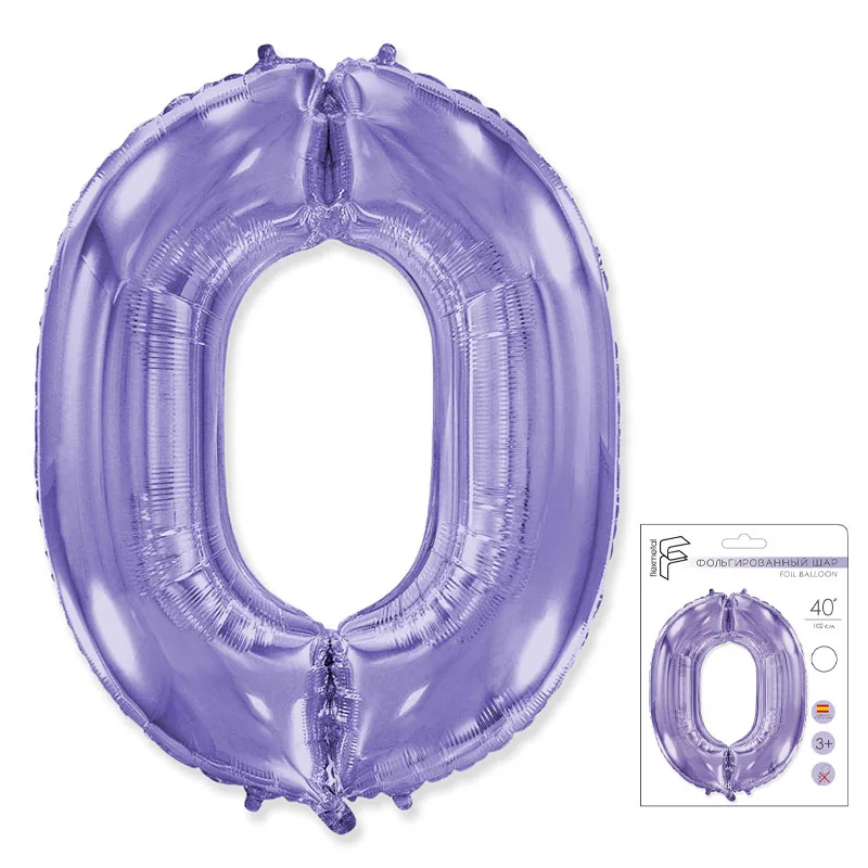 И 40"/102см Цифра, 0, Сиреневый, в упак. 1 шт.  (Испания)