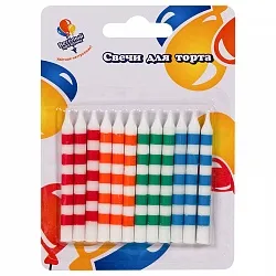 Свечи цветные линии 6 см 12 шт.