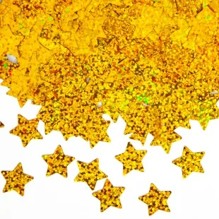 Конфетти фольга Звезда, Золото, Голография, 1,5 см, 50 г.