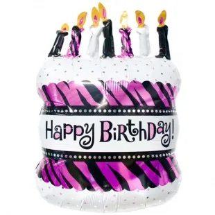 F 31"/79см Торт со свечками, розовый,1 шт.(Китай)