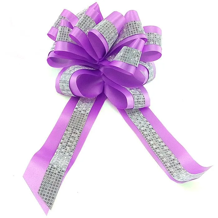 Бант-шар PP С глиттером 45 мм "Комбо" Сиреневый с серебром / 10 шт. / (Китай)